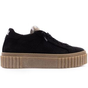 P448 Creeper Black Suede Platform Sneakers Leopard Tongue Gum Sole 38 / 8